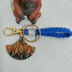 None スエード紐　５本編み　キーリング( 和柄・扇 )の画像