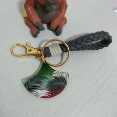 None スエード紐　５本編み　キーリング( 和柄・扇 )の画像