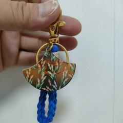 None スエード紐　５本編み　キーリング( 和柄・扇 )の画像