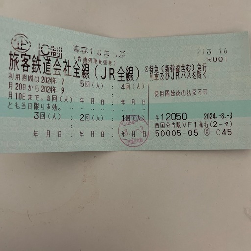 青春18きっぷ 4回分