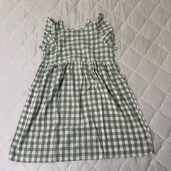 新品韓国子供服Beeグリーンチェックワンピース②150サイズ