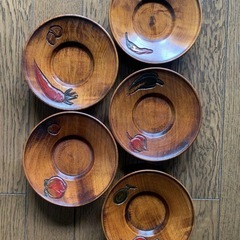 烏城彫り★銘々皿・茶托・丸皿計11点セット★伝統漆器★茶器★木製★地方銘品★岡山★お茶の画像