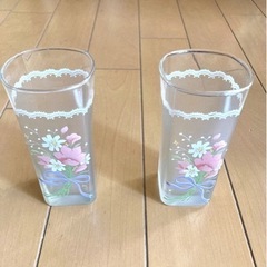 花柄　小さめグラス　２個セット