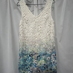 ロイヤルパーティー 花 刺繍 白 青 グラデーションファッション...