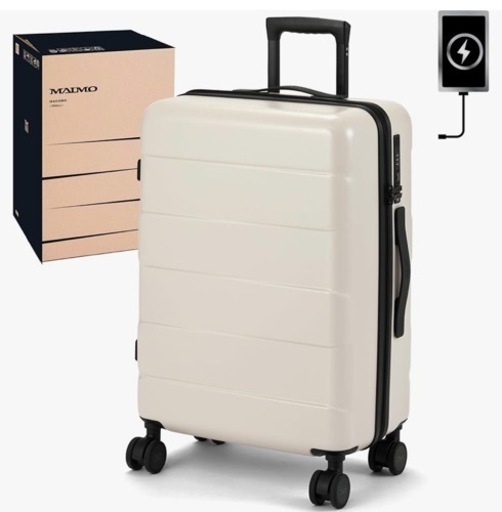 スーツケース Mサイズ 大型 洗える内装 超軽量 約3.7kg (静音キャスター 交換可能) 大容量 約62L TSAロック USB