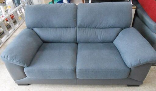 2人掛けソファ ニトリ ウォール2 幅182×奥行85×高さ92cm 布＋合成皮革 ブルーグレー系  家具 NITORI WALL2 札幌 西野店
