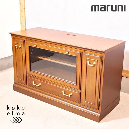 人気のmaruni(マルニ)の地中海シリーズのシアターボードです！！クラシックなデザインが印象的なアンティーク調のテレビボード。両サイドのスライド式シェルフには本や小物などをスッキリと収納できます♪