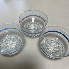 ブルーストライプアイスクリーム皿3個セット