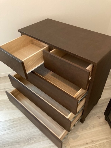 【無印良品】タモ材チェスト ブラウン4段