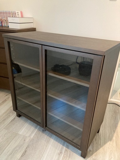 【無印良品】ガラス戸キャビネット ブラウン　4段