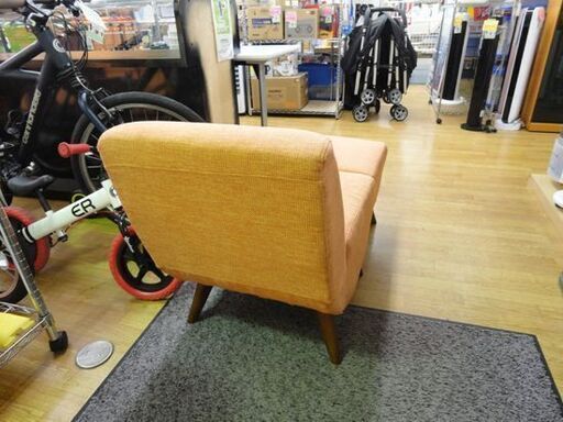 お値下げ！NOCE ノーチェ シングルソファ オットマン付き オレンジ系 布製 1Pソファ イス ファブリック 西岡店