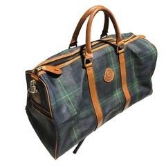 GROSBY グロスビー ボストンバッグ チェック柄 グリーン 緑 レザー BAG JAPAN 革 中古品 現状品の画像