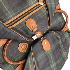 GROSBY グロスビー ボストンバッグ チェック柄 グリーン 緑 レザー BAG JAPAN 革 中古品 現状品の画像