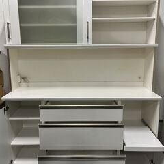 泉洋化工 木製 大型 食器棚 レンジボード キッチンボード ホワイト 大