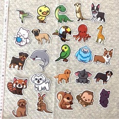 【100枚入】動物 色々 ステッカーの画像