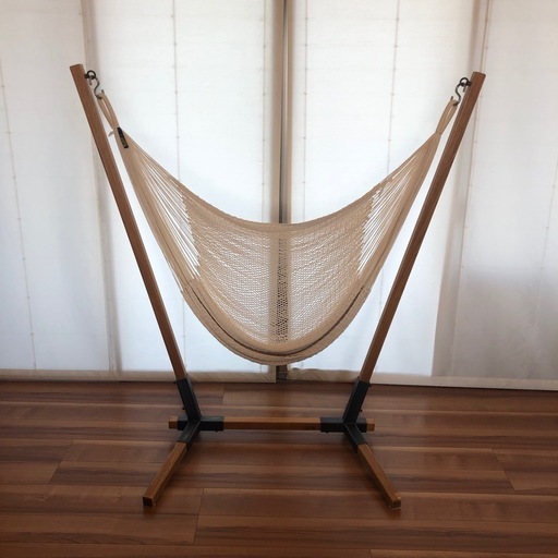 チェアハンモック 椅子型 太糸コットン ナチュラル natural ムラブリハンモック（Ukuスタンドセット）青島ハンモック