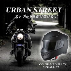 バイクヘルメット フルフェイス  マットブラック Lサイズ の画像