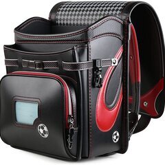 【新品】高級 男の子ランドセル サッカーモデル 大容量 軽量 6年保証 全国送料無料 スクールバック 小学生通学カバン　ブラック×レッド②の画像