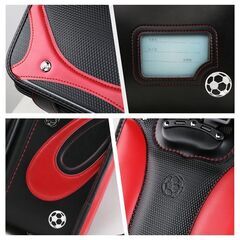 【新品】高級 男の子ランドセル サッカーモデル 大容量 軽量 6年保証 全国送料無料 スクールバック 小学生通学カバン　ブラック×レッド②の画像