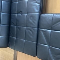 2人掛けソファ スツール付き ブラックの画像