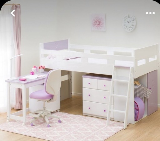 【引き取りのみ】ニトリ　システムベッド ホワイト ロータイプ 高126㎝ デスク/チェスト/収納棚　全てセット★