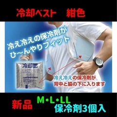 熱中対策 冷却ベスト アイスパック3個付　メッシュ　紺色
新品