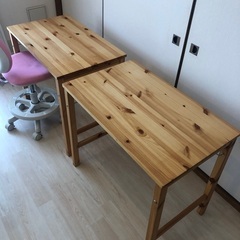 2個セット！無印良品パイン材テーブル・折りたたみ式