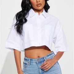 Fashion Nova  Cropped Shirt - Wh...
