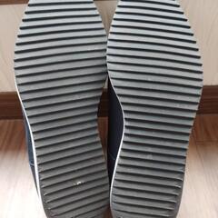 シューズ 25cm Ｈ&M 靴 スエード調 ネイビー色の画像