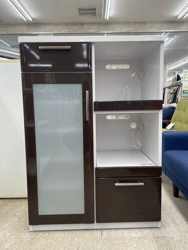 ★ジモティ割あり★  レンジ台 白 茶 H113.5×D44.5×W80.5 クリーニング済み TJ7968