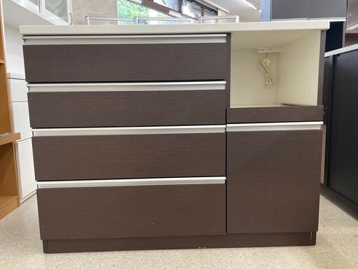 ★店長特別値引き★  レンジ台 茶・白 H95×D51×W120 クリーニング済み TJ7971