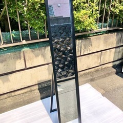 不二貿易　木製フレーム ブラック スタンドミラー 姿見 ☆配送応相談☆の画像