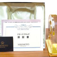 【中古未使用品】ミキモトプチパール付きクォーツアーチ型置時計　お部屋がエレガントになります♪    の画像