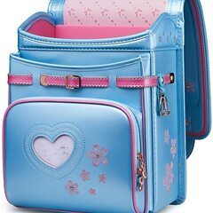 【新品】高級 大人気ランドセル 女の子 大容量 軽量 6年保証 全国送料無料 さくらモデル ライトブルー スクールバック 小学生通学カバン②の画像