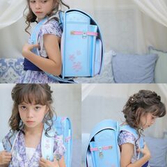 【新品】高級 大人気ランドセル 女の子 大容量 軽量 6年保証 全国送料無料 さくらモデル ライトブルー スクールバック 小学生通学カバン②の画像