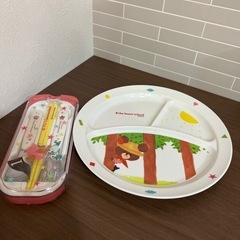 クマの学校のお皿、カトラリーセット