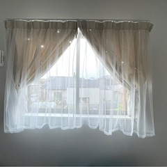 レース一体型カーテン 100×100 2枚セット