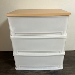 木目天板　ウッドトップチェスト