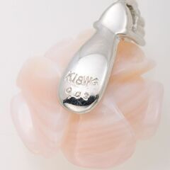 K18WG 珊瑚(コーラル)・ダイヤモンド ペンダント ローズモチーフ 品番c23-444の画像