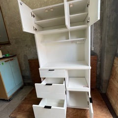 【中古美品】ニトリ　エトナシリーズ　90cm幅　白　食器棚の画像
