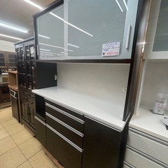 松田家具 キッチンボード 食器棚 ブラウン 大