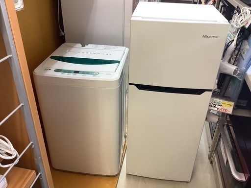 【リサイクルサービス八光】2017・2018年製　一人暮らし用　ハイセンス120L　2ドア冷蔵庫・ヤマダ　4.5kg洗濯機