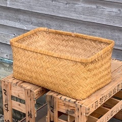竹行李（蓋なし）　籠　バスケット　古道具の画像