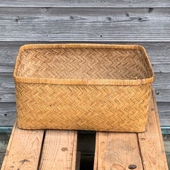 竹行李（蓋なし）　籠　バスケット　古道具の画像