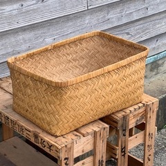 竹行李（蓋なし）　籠　バスケット　古道具