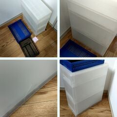 複数買い優先☆クリアケースとプラスチックかご２個、計３個　番号１２の画像