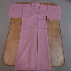 着物 ピンク格子織 単衣