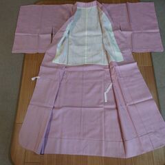 着物 和装コート(ピンク地 銀ねず織柄)の画像