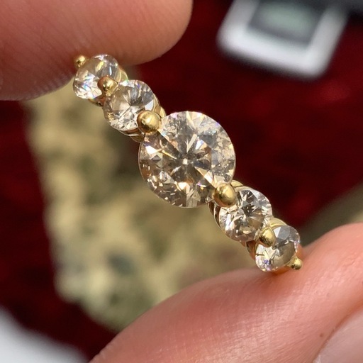 GSTV K18 18金　ダイヤモンドリング　一文字リング　3.2g 0.7ct 0.5ct