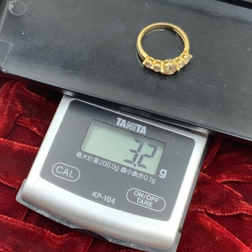 GSTV K18 18金　ダイヤモンドリング　一文字リング　3.2g 0.7ct 0.5ct